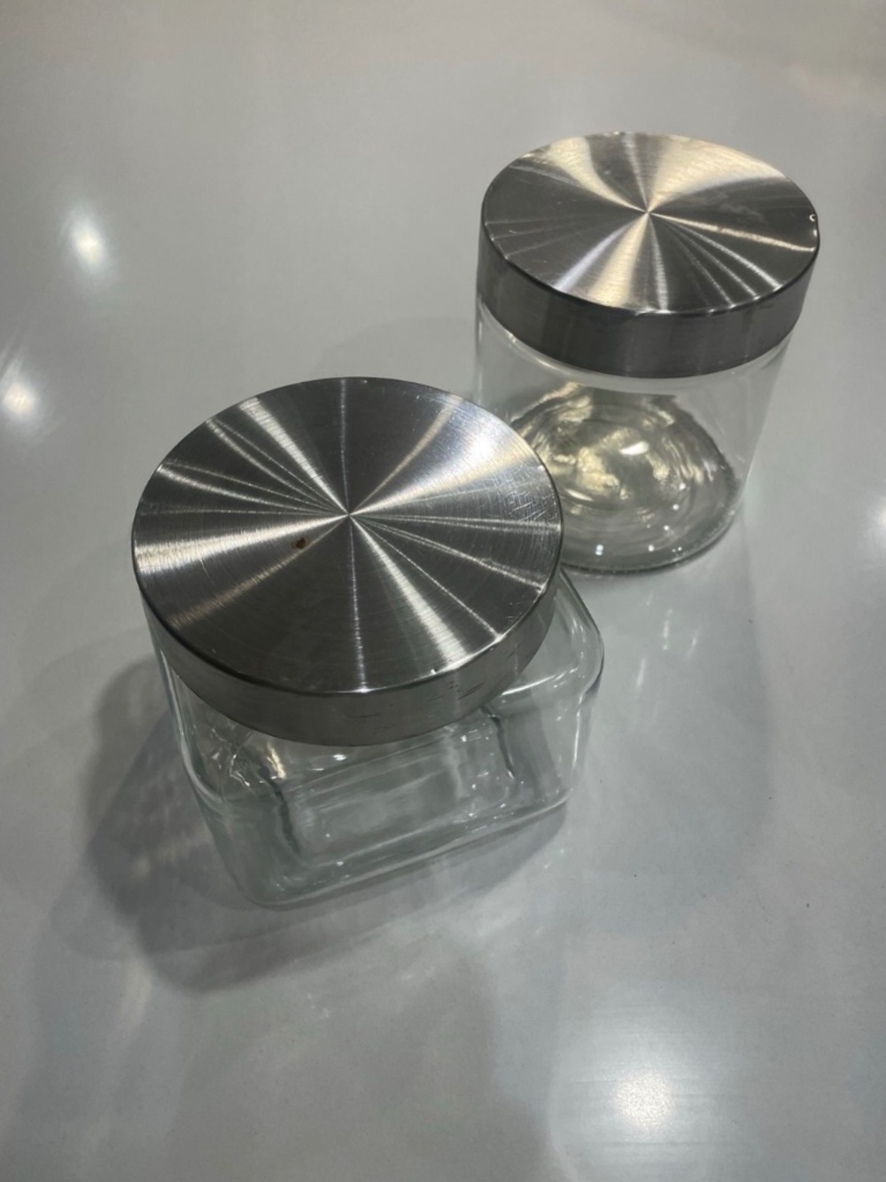 2 Pk Glass Food Storage Jars With Metal Lids